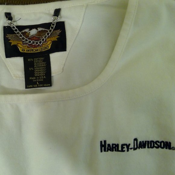 Large White Harley-Davidson Women's Blouse - Picture 2 of 3